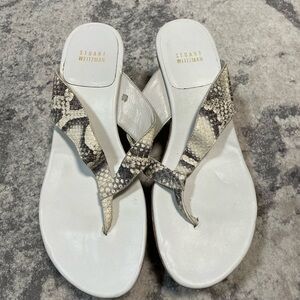 Stuart Weitzman Beige and Black Snakeskin Wedges